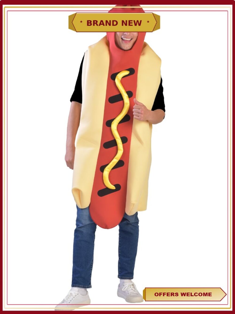 Adult Hot Dog One Piece Halloween Costume Funny Foam Party Outfit